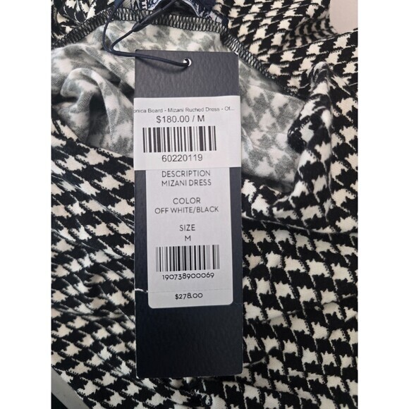 Veronica‎ Beard Houndstooth Ruched Dress Size Medium Black and White - Picture 7 of 9